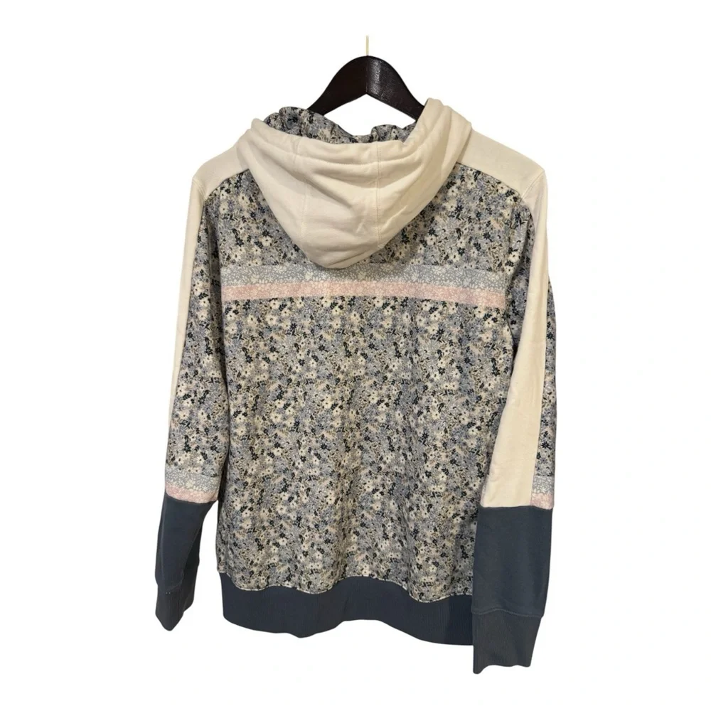 Hooey Women’s Ditzy Floral Hoodie Blue Cream Pullover Kangaroo Pocket M - Picture 5 of 10